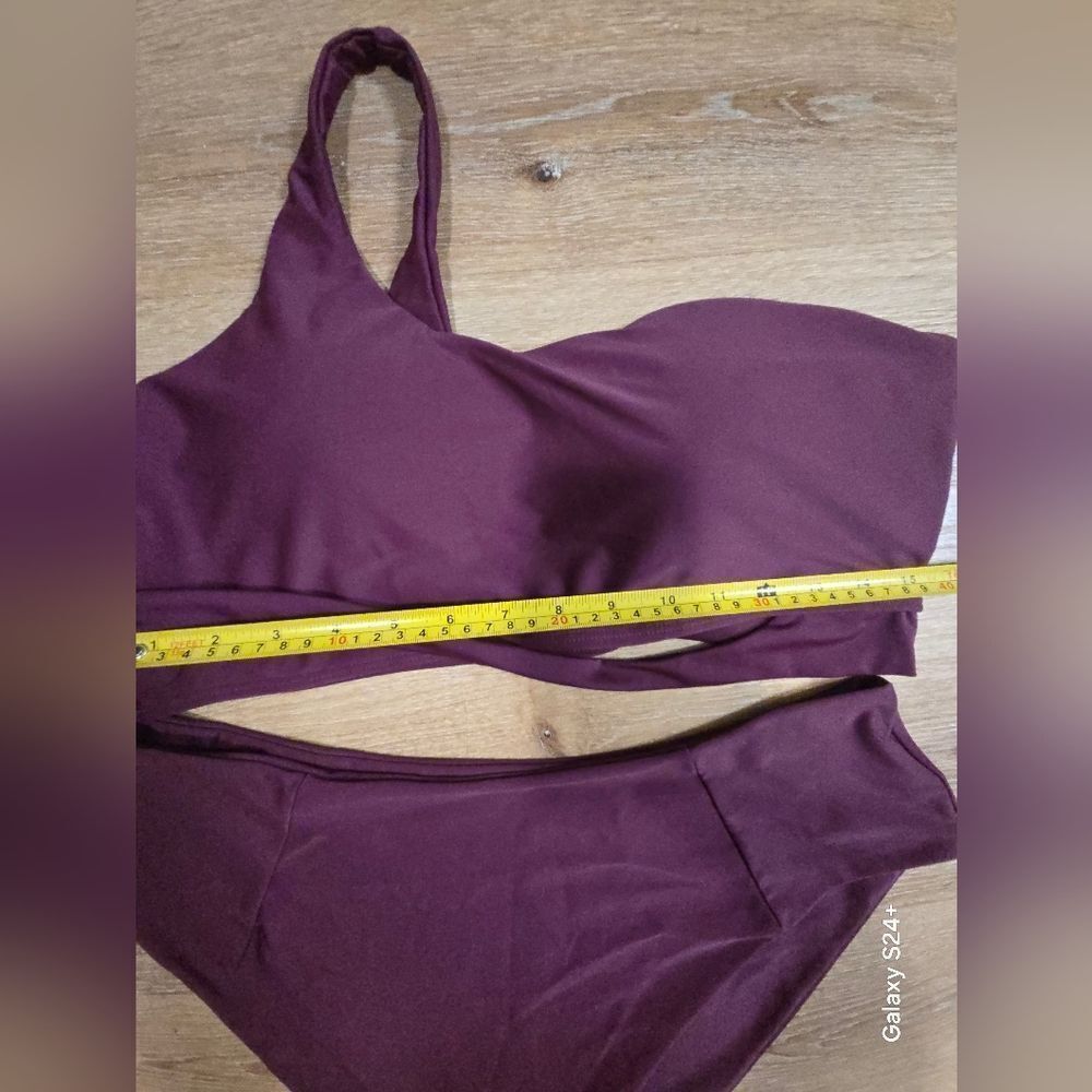 Purple High-Waisted Bikini Set with Sports Bra Top - Picture 7 of 8